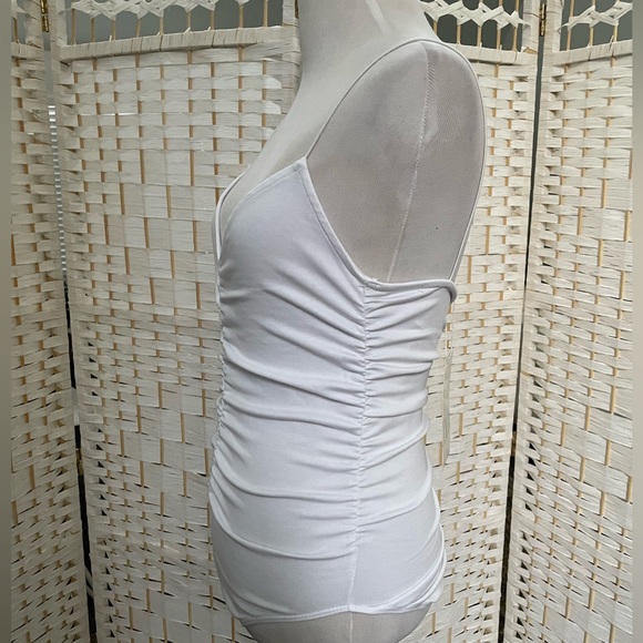 New Zara White Ruched Bodysuit - Picture 3 of 6